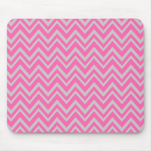 Hot Pink und Grey Zigzag Muster Mousepad (Vorne)