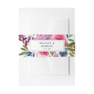 Hot Pink und Navy Blue Floral 2 Einladungsbanderole