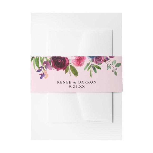 Hot Pink und Navy Blue Floral 3B Rosa Einladungsbanderole (Vorderseite Beispiel)