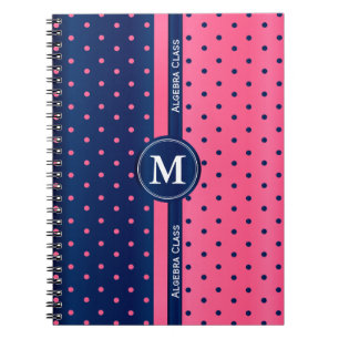 Hot Pink und Navy Blue Polka Punkte Notizblock