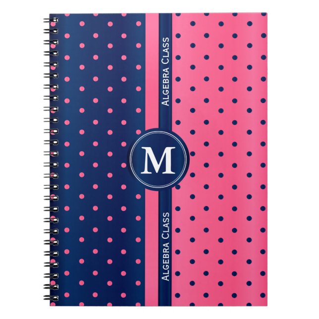 Hot Pink und Navy Blue Polka Punkte Notizblock (Vorderseite)