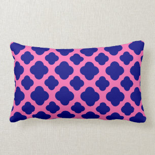 Hot Pink und Navy Blue Quatrefoil Pattern Lendenkissen