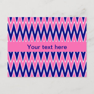 Hot Pink und Navy Blue Zigzag Muster Postkarte