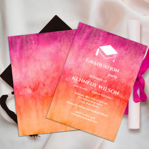 Hot Pink und Orange Abschluss Einladung