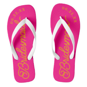 Hot Pink und Orange Custom Brautparty Flip Flops
