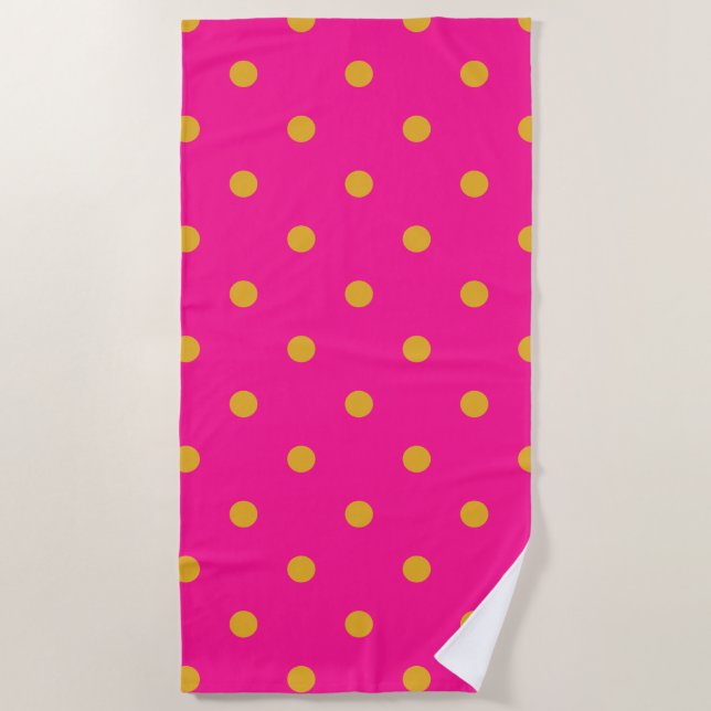 Hot Pink und Orange Polka Dot Strandtuch (Vorderseite)