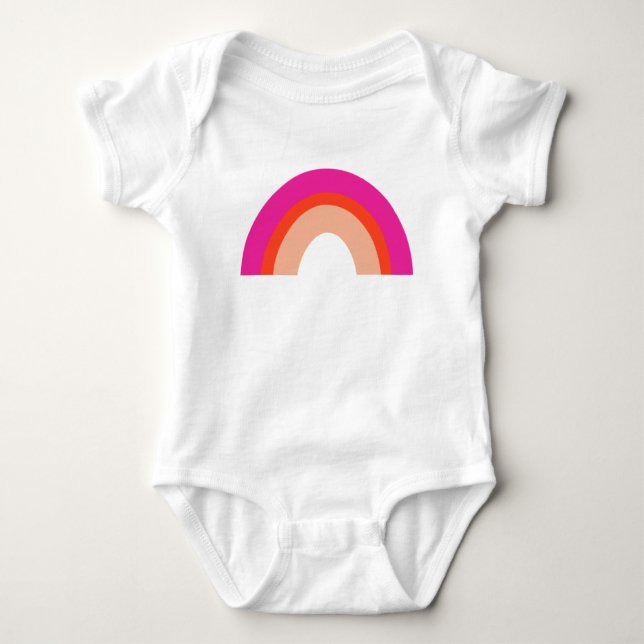 Hot Pink und Orange Rainbow Baby Bodysuit Baby Strampler (Vorderseite)
