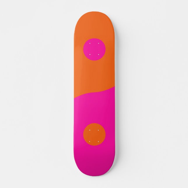 Hot Pink und Orange Yang Skateboard (Vorne)