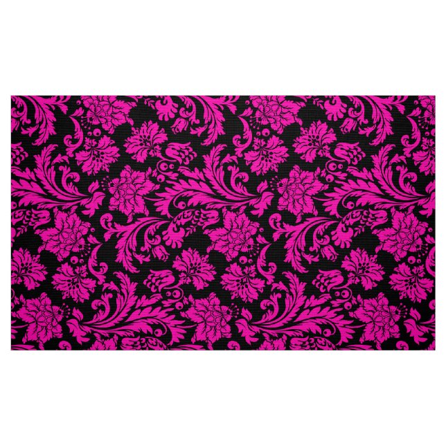 Hot Pink und schwarze Floral Damaskus Stoff (Fat Quarter (45,7 x 55,9 cm))