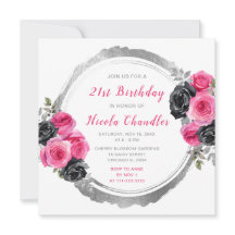Hot Pink und Silver Elegante Blume Geburtstagspart