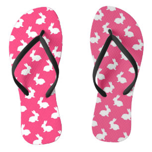 Hot Pink und White Bunny Rabbits Flip Flops