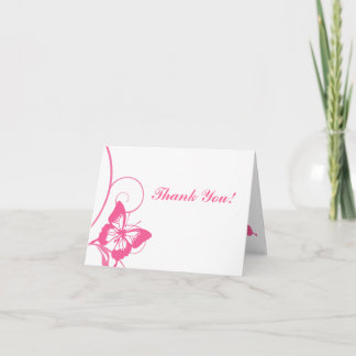 Hot Pink und White Butterfly Vielen Dank Dankeskarte