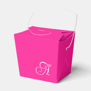 Hot Pink und White Curry Script Monogram Geschenkschachtel