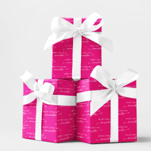 Hot Pink und White Frohe Weihnachten Niedlich Bow  Geschenkpapier Set