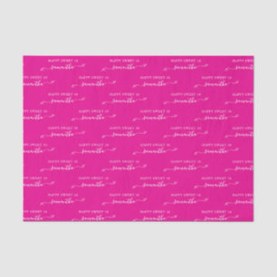 Hot Pink und White Happy Sweet 16 Niedlich Bow Nam Seidenpapier