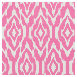 Hot Pink und White Ikat Muster Stoff