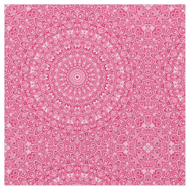 Hot Pink und White Mandala Muster Stoff (Nahaufnahme)