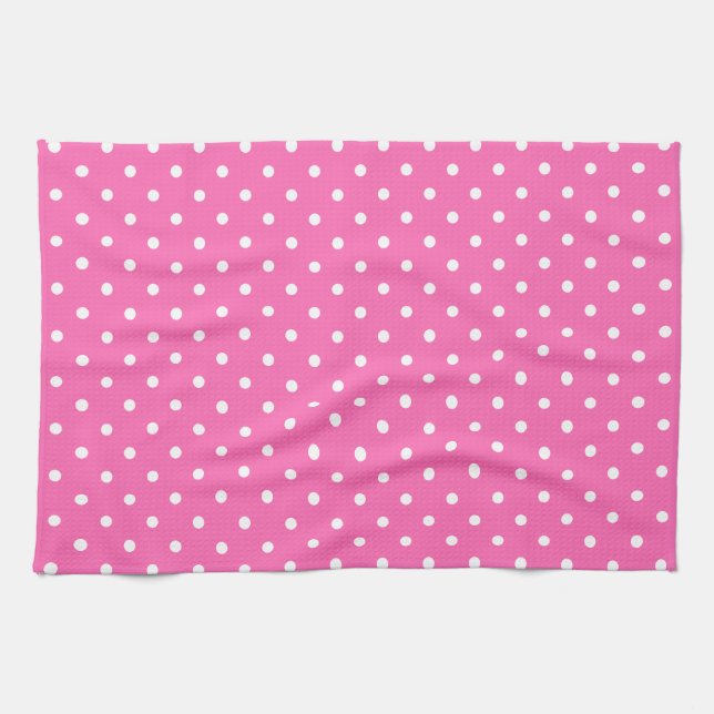 Hot Pink und White Polka Dot Muster Handtuch (Horizontal)