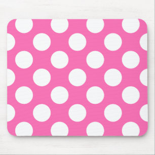 Hot Pink und White Polka Dot Muster Mousepad