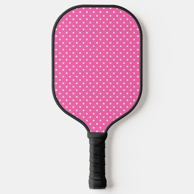Hot Pink und White Polka Dot Muster Pickleball Schläger (Vorderseite)