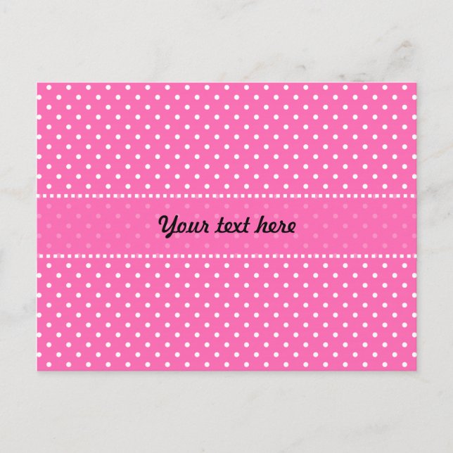 Hot Pink und White Polka Dot Muster Postkarte (Vorderseite)