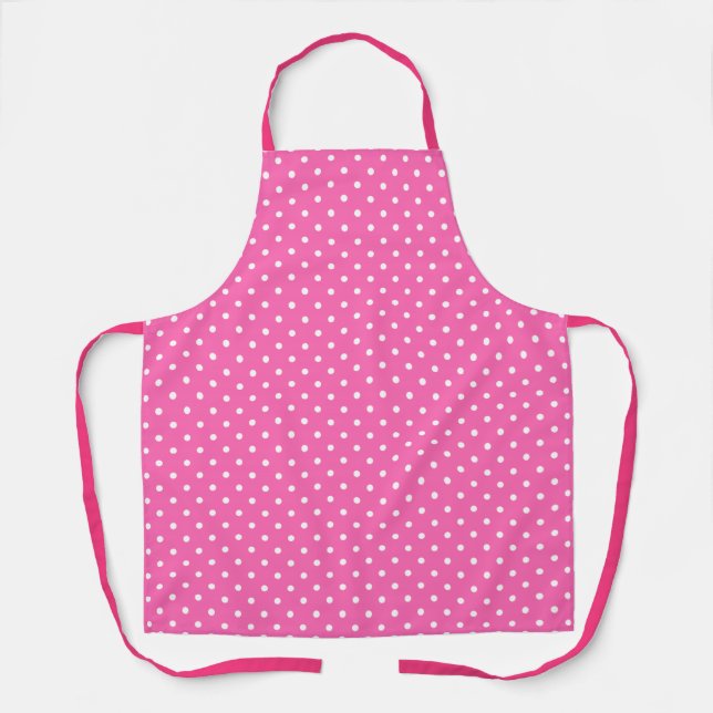 Hot Pink und White Polka Dot Muster Schürze (Vorderseite)