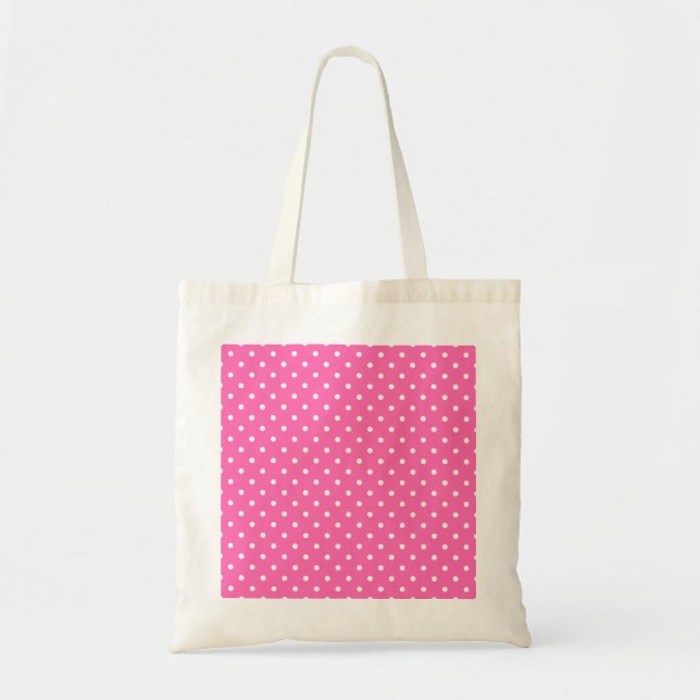 Hot Pink und White Polka Dot Muster Tragetasche (Vorne)