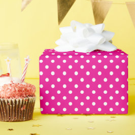 Hot Pink und White Polka Dots Geschenkpapier