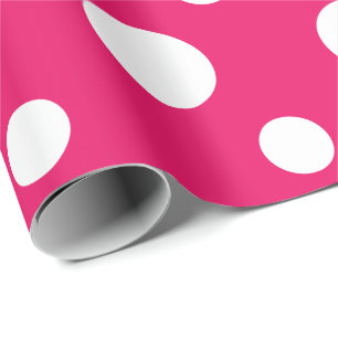 Hot Pink und White Polka Punkte Geschenkpapier