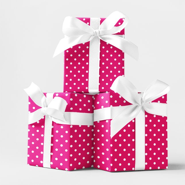 Hot Pink und White Small Polka Dot Geschenkpapier (Hot Pink and White Small Polka Dot Wrapping Paper)