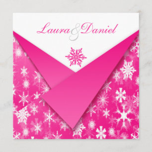 Hot Pink und White Snowflakes Einladung Hochzeit