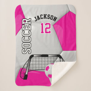 Hot Pink und White Soccer Ball mit DIY Text Sherpadecke