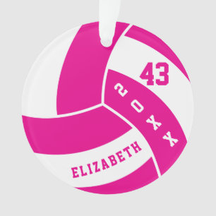 Hot Pink und White Volleyball 4   DIY Name Ornament
