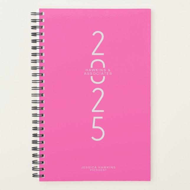 Hot Pink Vertikal Modernes Jahr Planer (Vorderseite)