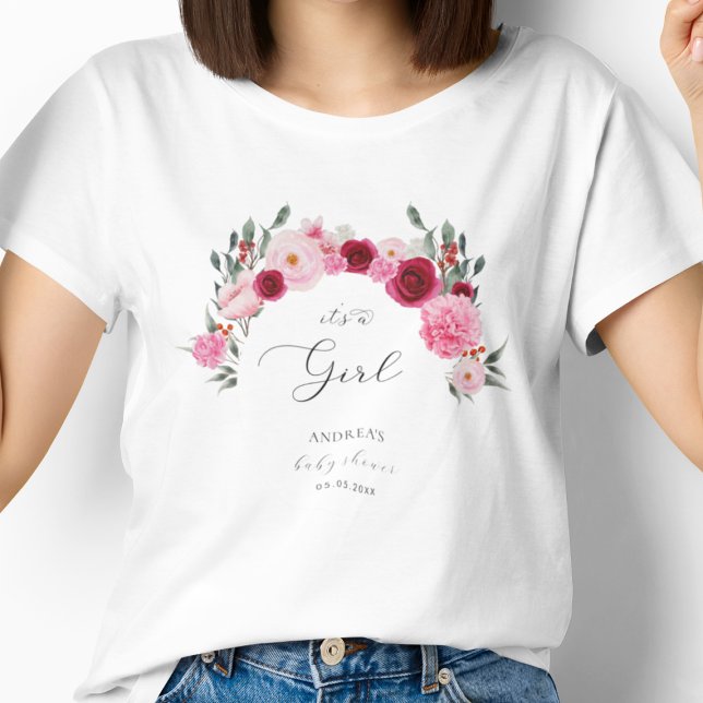Hot Pink Vibrant Floral Es ist eine Girl Baby Dusc T-Shirt (Von Creator hochgeladen)
