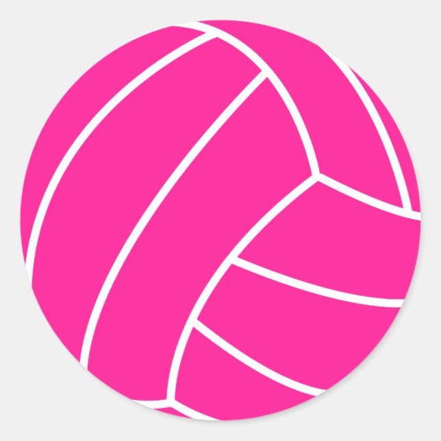 Hot Pink Volleyball Runder Aufkleber (Vorderseite)