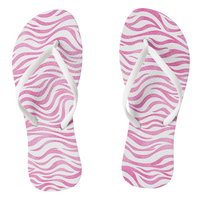 Hot Pink Wasserfarbe Zebra Print Flip Flops (Fußbett)