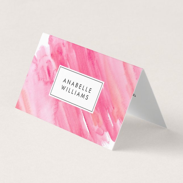Hot Pink Watercolor Modern Visitenkarten (Vorderseite)