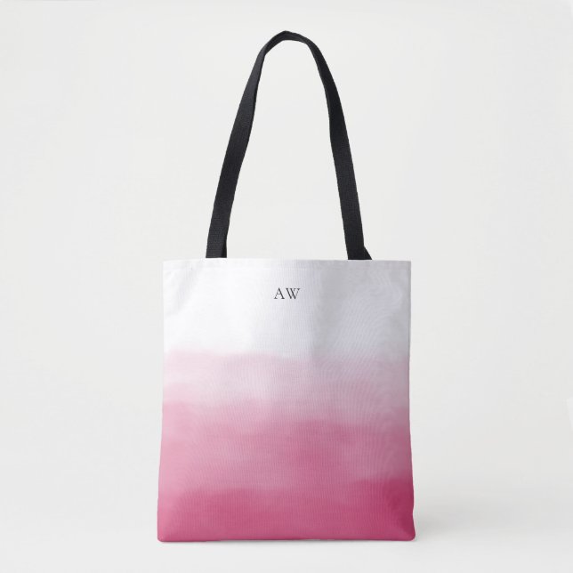 Hot Pink Watercolor Ombre Modern Monogram (Vorderseite)