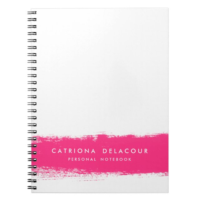 Hot Pink Watercolor Splash Personalisiertes Notebo Notizblock (Vorderseite)