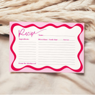 Hot Pink Wavy Border Brautparty Rezept Card Einladung