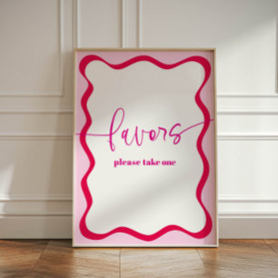 Hot Pink Wavy Border Nehmen Sie den Gefallen Farbe Sockelschild