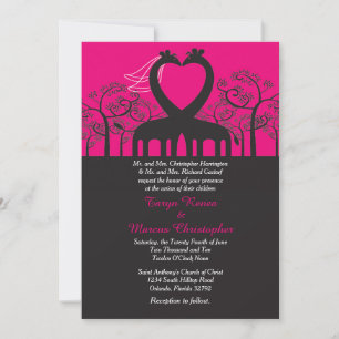 Hot Pink Whimsical Giraffe 12x18 Wedding Einladung