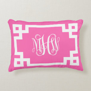 Hot Pink Whine Script Monogram Griechische Key DIY Dekokissen