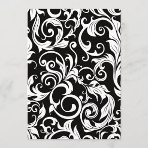 Hot Pink White & Black Damask Hochzeitsempfang Einladung