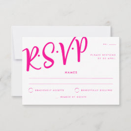 Hot Pink White Calligraphy Wedding RSVP Einladung
