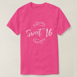 Hot Pink White Chic Doodle Modernes Script Sweet 1 T-Shirt
