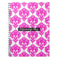 Hot Pink White Damask Chic Modernes elegantes Must