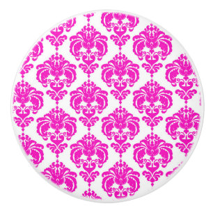 Hot Pink White Damask Elegantes elegantes Zimmer D Keramikknauf