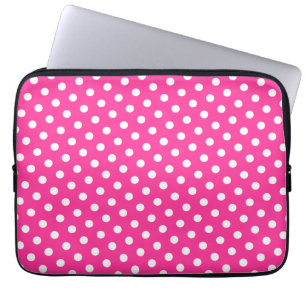 Hot Pink & White Polka Dock Laptop Schlauch Laptopschutzhülle